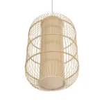 GloboStar® HIBISCUS 00891 Boho Κρεμαστό Φωτιστικό Πλέγμα Μονόφωτο 1 x E27 IP20 Μπεζ Ξύλο - Μ40 x Π40 x Υ60cm - Image 4