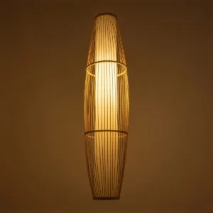 GloboStar® HIBISCUS 00892 Boho Κρεμαστό Φωτιστικό Πλέγμα Μονόφωτο 1 x E27 IP20 Μπεζ Ξύλο - Μ30 x Π30 x Υ120cm