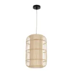 GloboStar® HIBISCUS 00893 Boho Κρεμαστό Φωτιστικό Ανάρτηση Μονόφωτο 1 x E27 IP20 Μπεζ Ξύλο - Μ25 x Π25 x Υ42cm - Image 2