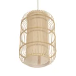 GloboStar® HIBISCUS 00893 Boho Κρεμαστό Φωτιστικό Ανάρτηση Μονόφωτο 1 x E27 IP20 Μπεζ Ξύλο - Μ25 x Π25 x Υ42cm - Image 4