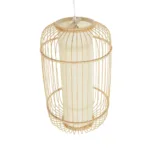 GloboStar® HIBISCUS 00894 Boho Κρεμαστό Φωτιστικό Πλέγμα Μονόφωτο 1 x E27 IP20 Μπεζ Ξύλο - Μ30 x Π30 x Υ50cm - Image 5