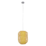 GloboStar® MAURITIUS 00899 Boho Κρεμαστό Φωτιστικό Ανάρτηση Μονόφωτο 1 x E27 IP20 Μπεζ Ξύλο - Μ30 x Π30 x Υ40cm - Image 3