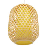 GloboStar® MAURITIUS 00899 Boho Κρεμαστό Φωτιστικό Ανάρτηση Μονόφωτο 1 x E27 IP20 Μπεζ Ξύλο - Μ30 x Π30 x Υ40cm - Image 5