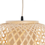 GloboStar® MAURITIUS 00901 Boho Κρεμαστό Φωτιστικό Ανάρτηση Μονόφωτο 1 x E27 IP20 Μπεζ Ξύλο - Μ40 x Π40 x Υ60cm - Image 6