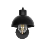 GloboStar® GRANT 00902 Μοντέρνο Επιτοίχιο Φωτιστικό Απλίκα Μονόφωτο 1 x E27 IP20 Μαύρο Μέταλλο με Μπεζ Ξύλο - Μ15 x Π36 x Υ12cm - Image 3