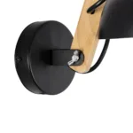 GloboStar® GRANT 00902 Μοντέρνο Επιτοίχιο Φωτιστικό Απλίκα Μονόφωτο 1 x E27 IP20 Μαύρο Μέταλλο με Μπεζ Ξύλο - Μ15 x Π36 x Υ12cm - Image 6
