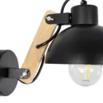 GloboStar® GRANT 00902 Μοντέρνο Επιτοίχιο Φωτιστικό Απλίκα Μονόφωτο 1 x E27 IP20 Μαύρο Μέταλλο με Μπεζ Ξύλο - Μ15 x Π36 x Υ12cm - Image 7