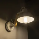 GloboStar® GRANT 00903 Μοντέρνο Επιτοίχιο Φωτιστικό Απλίκα Μονόφωτο 1 x E27 IP20 Λευκό Μέταλλο με Μπεζ Ξύλο - Μ15 x Π36 x Υ12cm - Image 2