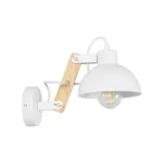 GloboStar® GRANT 00903 Μοντέρνο Επιτοίχιο Φωτιστικό Απλίκα Μονόφωτο 1 x E27 IP20 Λευκό Μέταλλο με Μπεζ Ξύλο - Μ15 x Π36 x Υ12cm - Image 4