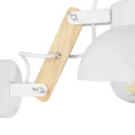 GloboStar® GRANT 00903 Μοντέρνο Επιτοίχιο Φωτιστικό Απλίκα Μονόφωτο 1 x E27 IP20 Λευκό Μέταλλο με Μπεζ Ξύλο - Μ15 x Π36 x Υ12cm - Image 7