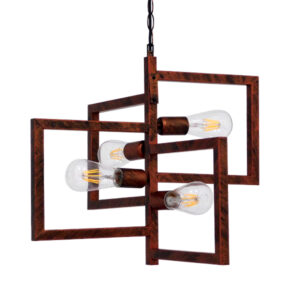 GloboStar® LOOP 00905 Μοντέρνο Κρεμαστό Φωτιστικό Ανάρτηση Πολύφωτο 4 x E27 IP20 Χάλκινο Μέταλλο - Μ52 x Π52 x Υ42cm