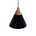 GloboStar® SHADE 00906 Μοντέρνο Κρεμαστό Φωτιστικό Καμπάνα Μονόφωτο 1 x E27 IP20 Μαύρο Μέταλλο με Μπεζ Ξύλο - Μ23 x Π23 x Υ22cm - Image 4