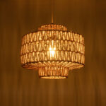 GloboStar® JENSON 00909 Boho Κρεμαστό Φωτιστικό Πλέγμα Μονόφωτο 1 x E27 IP20 Μπεζ Σχοινί - Μ33 x Π33 x Y35cm - Image 2