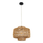 GloboStar® JENSON 00909 Boho Κρεμαστό Φωτιστικό Πλέγμα Μονόφωτο 1 x E27 IP20 Μπεζ Σχοινί - Μ33 x Π33 x Y35cm - Image 3
