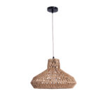 GloboStar® JENSON 00910 Boho Κρεμαστό Φωτιστικό Πλέγμα Μονόφωτο 1 x E27 IP20 Μπεζ Σχοινί - Μ38 x Π38 x Υ24cm - Image 2