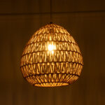 GloboStar® JENSON 00911 Boho Κρεμαστό Φωτιστικό Πλέγμα Μονόφωτο 1 x E27 IP20 Μπεζ Σχοινί - Μ36 x Π36 x Y30cm