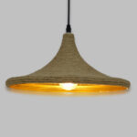 GloboStar® SHANGHAI ROPE 00917 Boho Κρεμαστό Φωτιστικό Καμπάνα Μονόφωτο 1 x E27 IP20 Μπεζ Σχοινί - Μ37 x Π37 x Υ20cm
