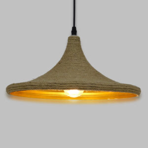 GloboStar® SHANGHAI ROPE 00917 Boho Κρεμαστό Φωτιστικό Καμπάνα Μονόφωτο 1 x E27 IP20 Μπεζ Σχοινί - Μ37 x Π37 x Υ20cm