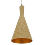 GloboStar® SHANGHAI ROPE 00918 Boho Κρεμαστό Φωτιστικό Καμπάνα Μονόφωτο 1 x E27 IP20 Μπεζ Σχοινί - Μ20 x Π20 x Υ39cm - Image 5