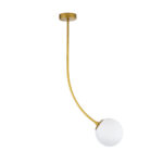 GloboStar® DRIZZLE 00921 Μοντέρνο Φωτιστικό Οροφής Μπάλα Μονόφωτο 1 x E27 IP20 Χρυσό Μέταλλο με Λευκό Γυαλί - Μ15 x Π15 x Υ100cm - Image 3