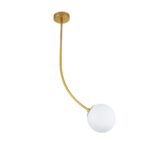 GloboStar® DRIZZLE 00921 Μοντέρνο Φωτιστικό Οροφής Μπάλα Μονόφωτο 1 x E27 IP20 Χρυσό Μέταλλο με Λευκό Γυαλί - Μ15 x Π15 x Υ100cm - Image 4