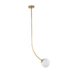 GloboStar® DRIZZLE 00922 Μοντέρνο Φωτιστικό Οροφής Μπάλα Μονόφωτο 1 x E27 IP20 Χρυσό Μέταλλο με Λευκό Γυαλί - Μ15 x Π15 x Υ70cm - Image 4