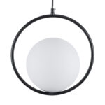 GloboStar® MADRID 00931 Μοντέρνο Κρεμαστό Φωτιστικό Μπάλα Μονόφωτο 1 x E27 IP20 Μαύρο Μέταλλο με Λευκό Γυαλί - Μ30 x Π20 x Υ30cm - Image 4