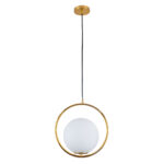 GloboStar® MADRID 00932 Μοντέρνο Κρεμαστό Φωτιστικό Μπάλα Μονόφωτο 1 x E27 IP20 Χρυσό Μέταλλο με Λευκό Γυαλί - Μ30 x Π20 x Υ30cm - Image 3