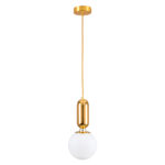 GloboStar® MAVERICK 00943 Μοντέρνο Κρεμαστό Φωτιστικό Μπάλα Μονόφωτο 1 x E27 IP20 Χρυσό Μέταλλο με Λευκό Γυαλί - Μ15 x Π15 x Υ33cm - Image 3