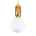 GloboStar® MAVERICK 00943 Μοντέρνο Κρεμαστό Φωτιστικό Μπάλα Μονόφωτο 1 x E27 IP20 Χρυσό Μέταλλο με Λευκό Γυαλί - Μ15 x Π15 x Υ33cm - Image 4