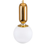 GloboStar® MAVERICK 00943 Μοντέρνο Κρεμαστό Φωτιστικό Μπάλα Μονόφωτο 1 x E27 IP20 Χρυσό Μέταλλο με Λευκό Γυαλί - Μ15 x Π15 x Υ33cm - Image 5