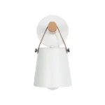 GloboStar® AMY 00946 Μοντέρνο Επιτοίχιο Φωτιστικό Απλίκα Μονόφωτο 1 x E27 IP20 Λευκό Μέταλλο, Μπεζ Ξύλο με Πορτοκαλί Δέρμα - Μ19 x Π13 x Y14cm - Image 3
