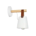 GloboStar® AMY 00946 Μοντέρνο Επιτοίχιο Φωτιστικό Απλίκα Μονόφωτο 1 x E27 IP20 Λευκό Μέταλλο, Μπεζ Ξύλο με Πορτοκαλί Δέρμα - Μ19 x Π13 x Y14cm - Image 4