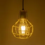 GloboStar® CAGE 00950 Vintage Κρεμαστό Φωτιστικό Πλέγμα Μονόφωτο 1 x E27 IP20 Χρυσό Μέταλλο - Μ15 x Π15 x Y22cm