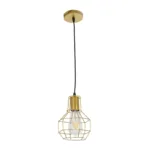 GloboStar® CAGE 00950 Vintage Κρεμαστό Φωτιστικό Πλέγμα Μονόφωτο 1 x E27 IP20 Χρυσό Μέταλλο - Μ15 x Π15 x Y22cm - Image 2