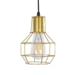 GloboStar® CAGE 00950 Vintage Κρεμαστό Φωτιστικό Πλέγμα Μονόφωτο 1 x E27 IP20 Χρυσό Μέταλλο - Μ15 x Π15 x Y22cm - Image 3