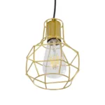GloboStar® CAGE 00950 Vintage Κρεμαστό Φωτιστικό Πλέγμα Μονόφωτο 1 x E27 IP20 Χρυσό Μέταλλο - Μ15 x Π15 x Y22cm - Image 4