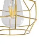 GloboStar® CAGE 00950 Vintage Κρεμαστό Φωτιστικό Πλέγμα Μονόφωτο 1 x E27 IP20 Χρυσό Μέταλλο - Μ15 x Π15 x Y22cm - Image 6