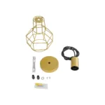GloboStar® CAGE 00950 Vintage Κρεμαστό Φωτιστικό Πλέγμα Μονόφωτο 1 x E27 IP20 Χρυσό Μέταλλο - Μ15 x Π15 x Y22cm - Image 8