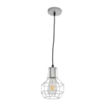 GloboStar® CAGE 00951 Vintage Κρεμαστό Φωτιστικό Πλέγμα Μονόφωτο 1 x E27 IP20 Ασημί Μέταλλο - Μ15 x Π15 x Y22cm - Image 2
