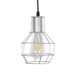GloboStar® CAGE 00951 Vintage Κρεμαστό Φωτιστικό Πλέγμα Μονόφωτο 1 x E27 IP20 Ασημί Μέταλλο - Μ15 x Π15 x Y22cm - Image 3