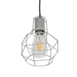 GloboStar® CAGE 00951 Vintage Κρεμαστό Φωτιστικό Πλέγμα Μονόφωτο 1 x E27 IP20 Ασημί Μέταλλο - Μ15 x Π15 x Y22cm - Image 4