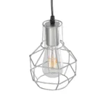 GloboStar® CAGE 00951 Vintage Κρεμαστό Φωτιστικό Πλέγμα Μονόφωτο 1 x E27 IP20 Ασημί Μέταλλο - Μ15 x Π15 x Y22cm - Image 5