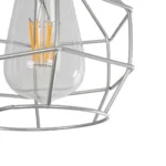 GloboStar® CAGE 00951 Vintage Κρεμαστό Φωτιστικό Πλέγμα Μονόφωτο 1 x E27 IP20 Ασημί Μέταλλο - Μ15 x Π15 x Y22cm - Image 6