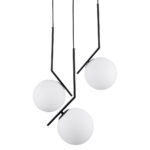 GloboStar® MONROE 00952 Μοντέρνο Κρεμαστό Φωτιστικό Μπάλα Τρίφωτο 3 x E27 IP20 Μαύρο Μέταλλο με Λευκό Γυαλί - Μ60 x Π60 x Υ50cm - Image 3