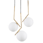 GloboStar® MONROE 00953 Μοντέρνο Κρεμαστό Φωτιστικό Μπάλα Τρίφωτο 3 x E27 IP20 Χρυσό Μέταλλο με Λευκό Γυαλί - Μ60 x Π60 x Υ50cm - Image 3