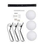 GloboStar® MONROE 00954 Μοντέρνο Κρεμαστό Φωτιστικό Ράγα Τρίφωτο 3 x E27 IP20 Μαύρο Μέταλλο με Λευκό Γυαλί - Μ74 x Π25 x Υ50cm - Image 6