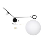 GloboStar® MONROE 00957 Μοντέρνο Κρεμαστό Φωτιστικό Μπάλα Μονόφωτο 1 x E27 IP20 Μαύρο Μέταλλο με Λευκό Γυαλί - Μ30 x Π30 x Υ75cm - Image 10