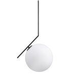 GloboStar® MONROE 00957 Μοντέρνο Κρεμαστό Φωτιστικό Μπάλα Μονόφωτο 1 x E27 IP20 Μαύρο Μέταλλο με Λευκό Γυαλί - Μ30 x Π30 x Υ75cm - Image 4