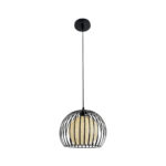 GloboStar® CARTER 00960 Μοντέρνο Κρεμαστό Φωτιστικό Πλέγμα Μονόφωτο 1 x E27 IP20 Μαύρο Μέταλλο με Μελί Γυαλί - Μ28 x Π28 x Υ23cm - Image 3